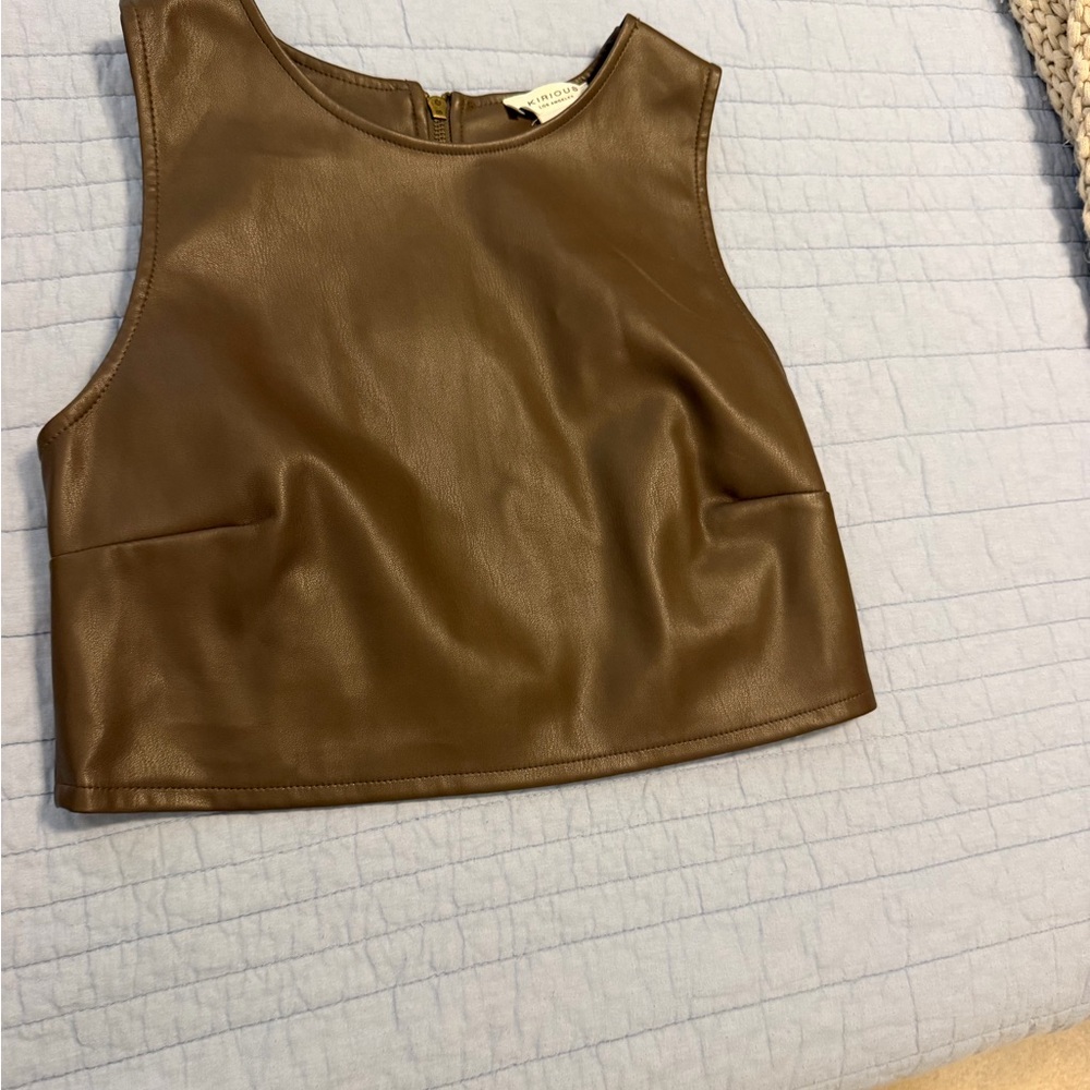iris Brown Faux Leather Women's Jacket